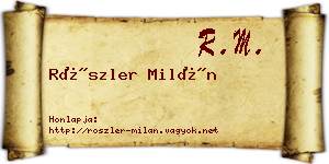 Röszler Milán névjegykártya