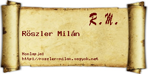 Röszler Milán névjegykártya